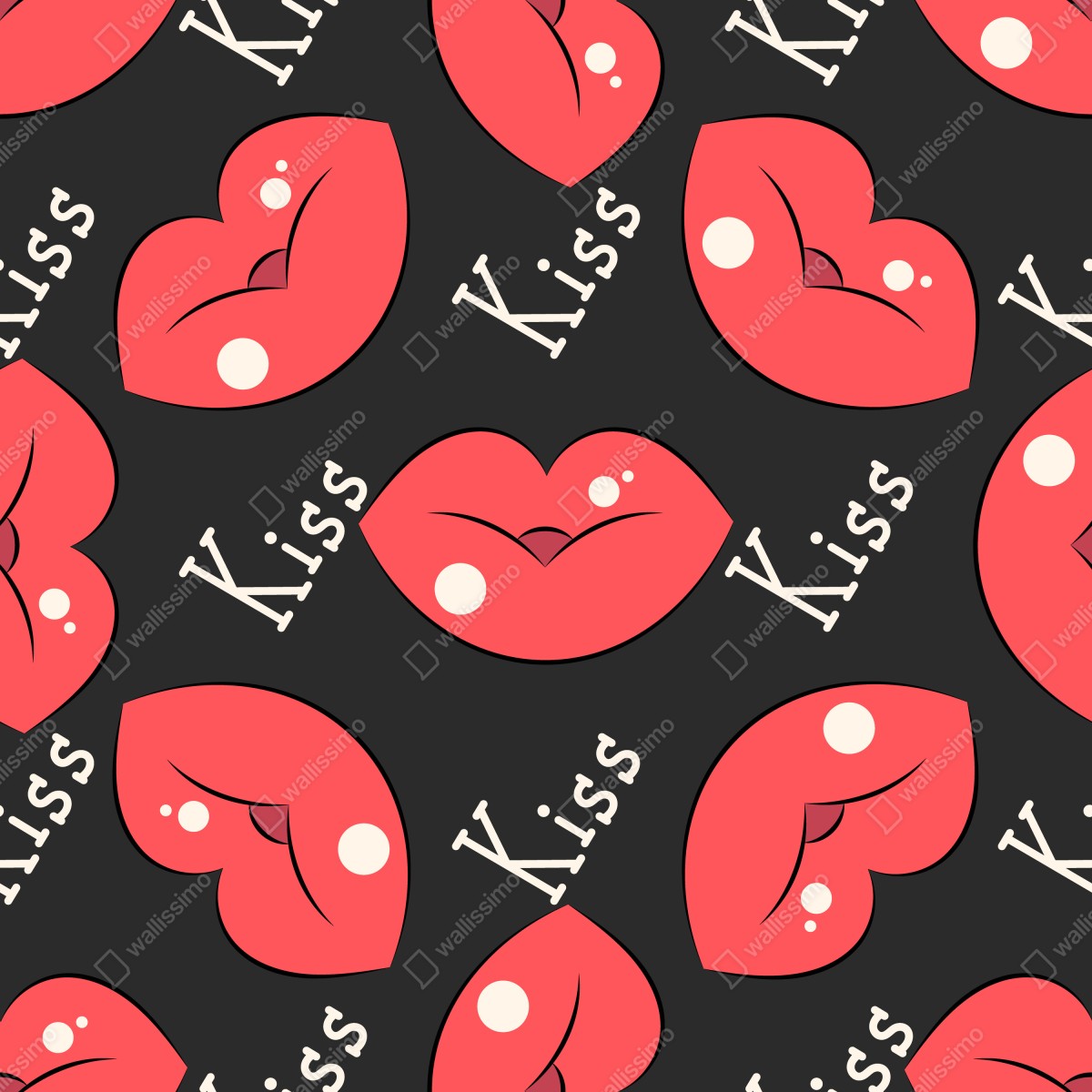 Fototapeta zabawny wzór różowych ust – Wallissimo® Fototapeta zabawny wzór różowych ust – Wallissimo®