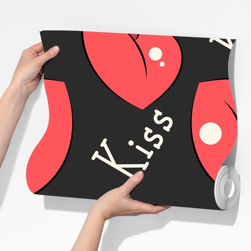 Fototapeta zabawny wzór różowych ust – Wallissimo® Fototapeta zabawny wzór różowych ust – Wallissimo®