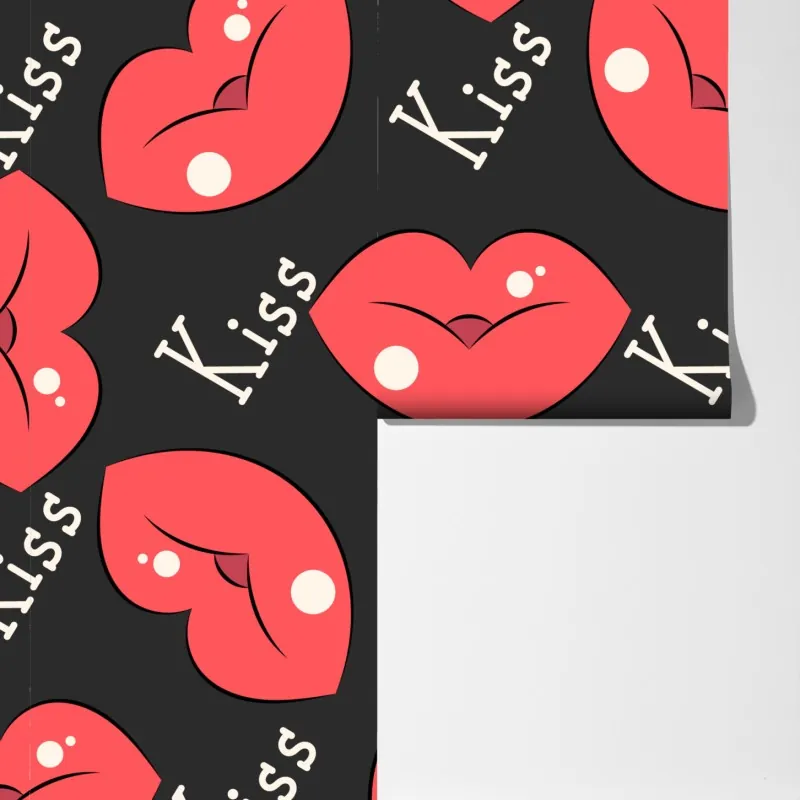 Fototapeta zabawny wzór różowych ust – Wallissimo® Fototapeta zabawny wzór różowych ust – Wallissimo®