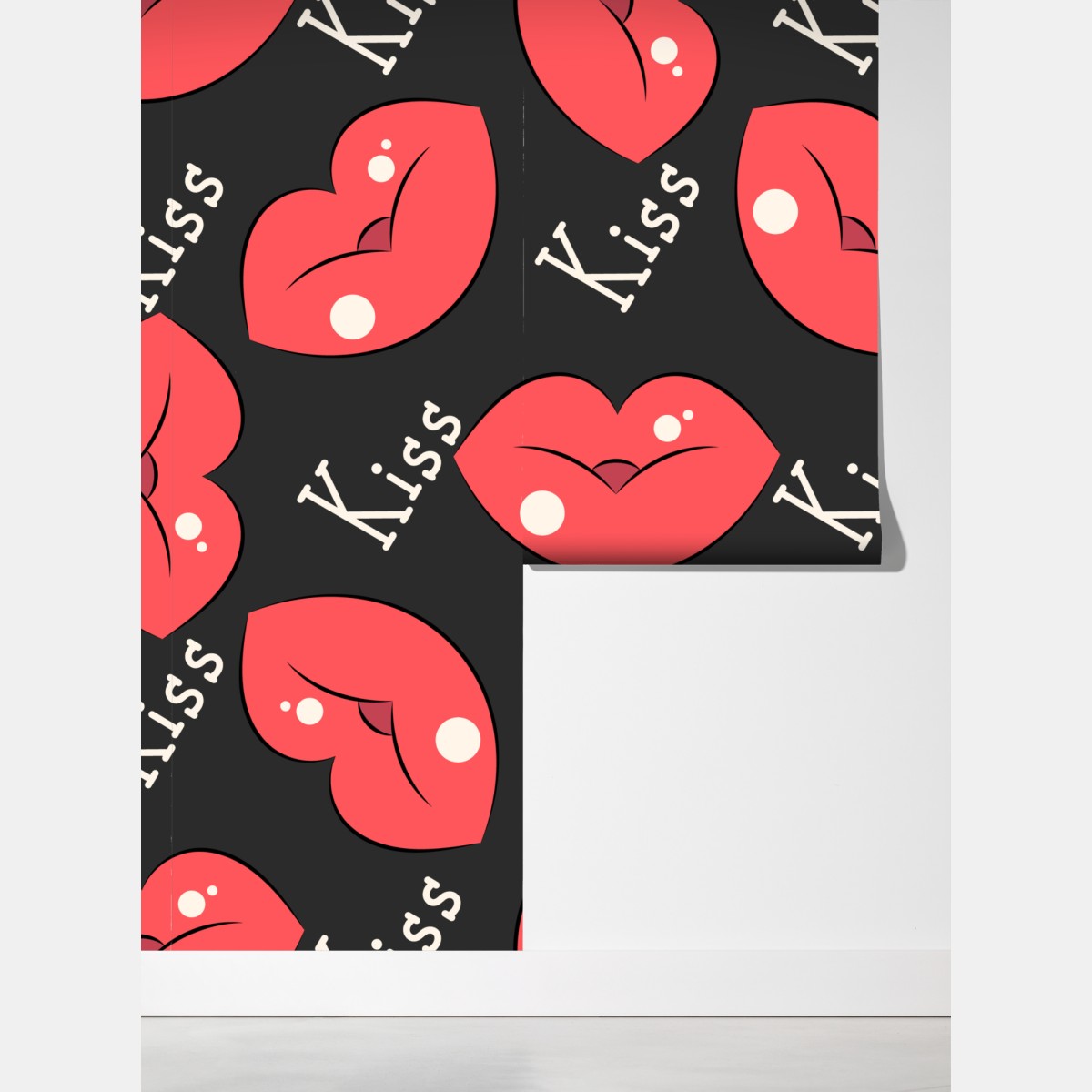 Fototapeta zabawny wzór różowych ust – Wallissimo® Fototapeta zabawny wzór różowych ust – Wallissimo®