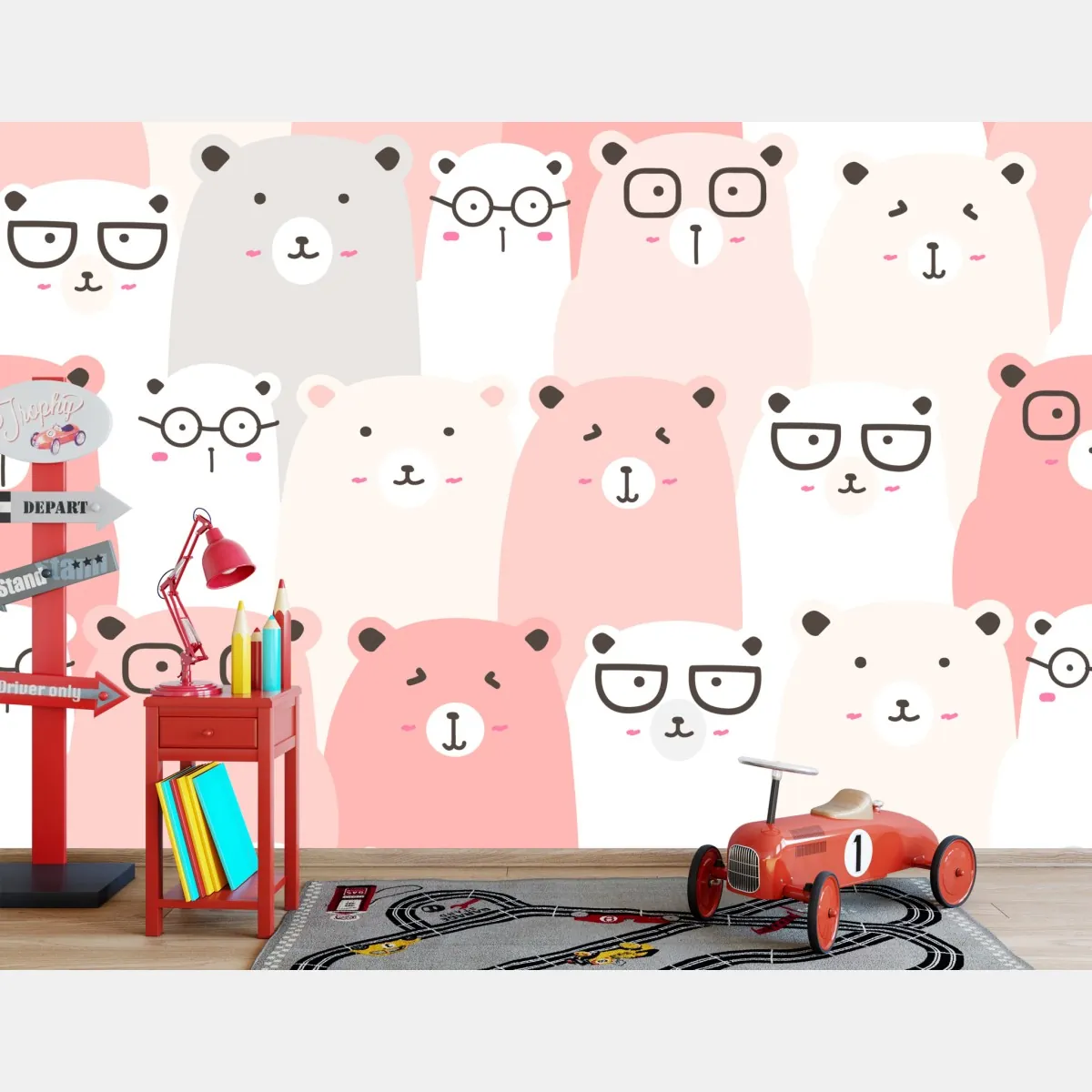 Fototapeta pastelowy wzór z misiami do pokoju dziecięcego – Wallissimo® Fototapeta pastelowy wzór z misiami do pokoju dziecięcego – Wallissimo®