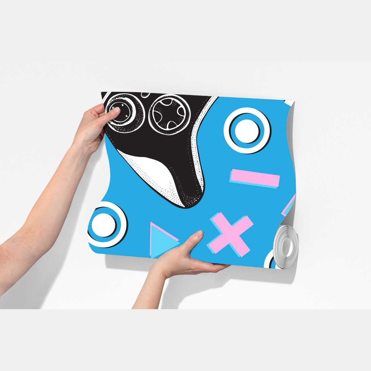 Fototapeta wzór padów do gier na niebieskim tle – Wallissimo® Fototapeta wzór padów do gier na niebieskim tle – Wallissimo®