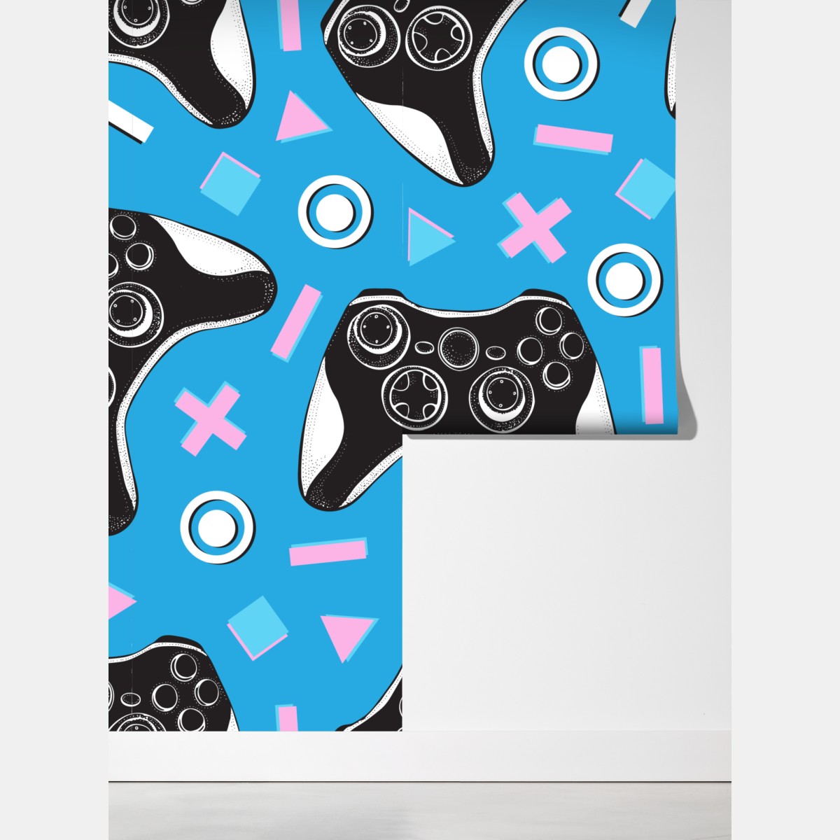 Fototapeta wzór padów do gier na niebieskim tle – Wallissimo® Fototapeta wzór padów do gier na niebieskim tle – Wallissimo®