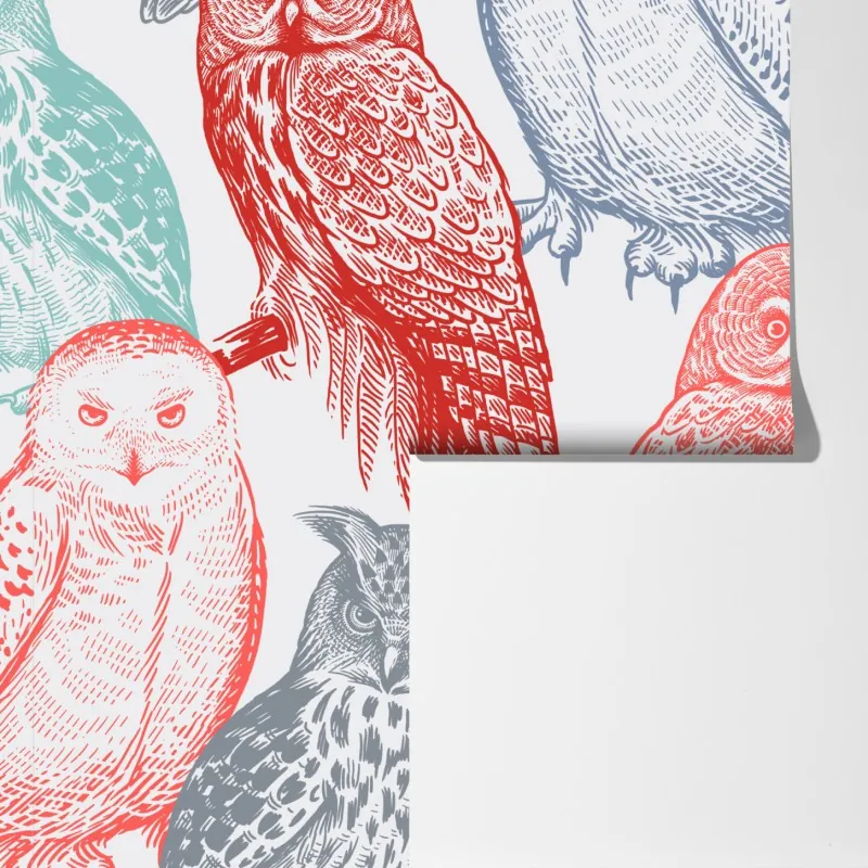 Fototapeta kolorowy wzór z sowami – Wallissimo® Fototapeta kolorowy wzór z sowami – Wallissimo®