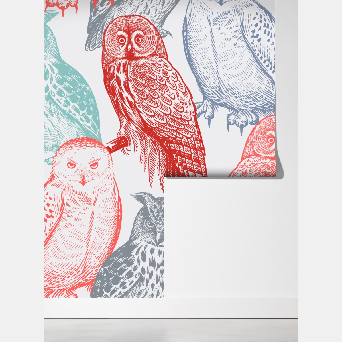 Fototapeta kolorowy wzór z sowami – Wallissimo® Fototapeta kolorowy wzór z sowami – Wallissimo®