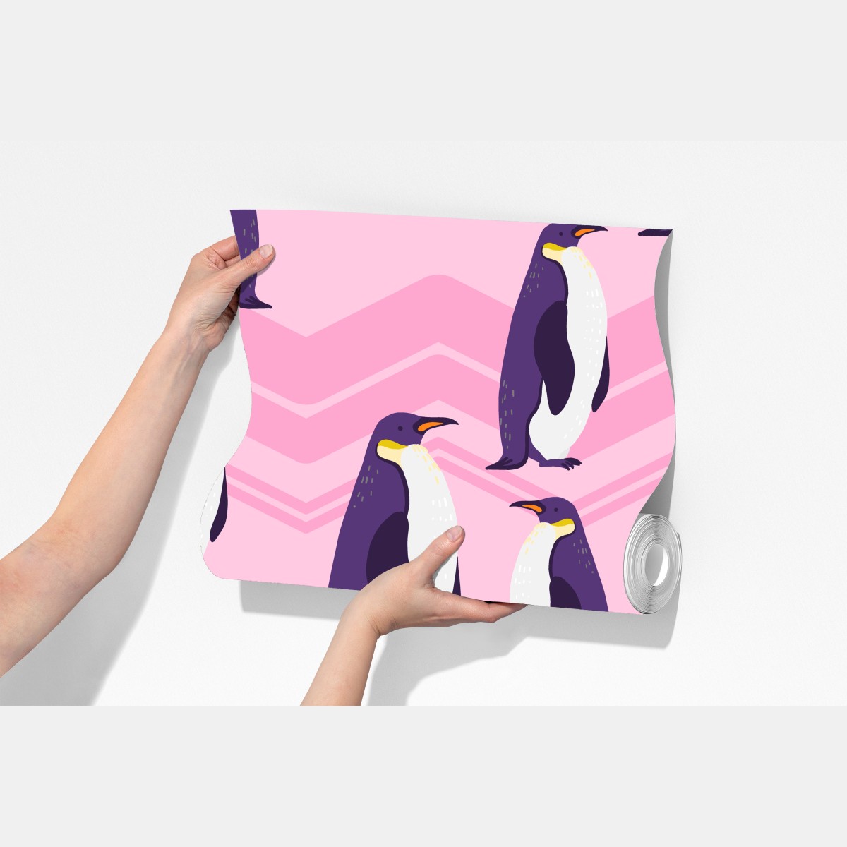 Fototapeta zabawny wzór z fioletowymi pingwinami na różowym tle – Wallissimo® Fototapeta zabawny wzór z fioletowymi pingwinami na różowym tle – Wallissimo®