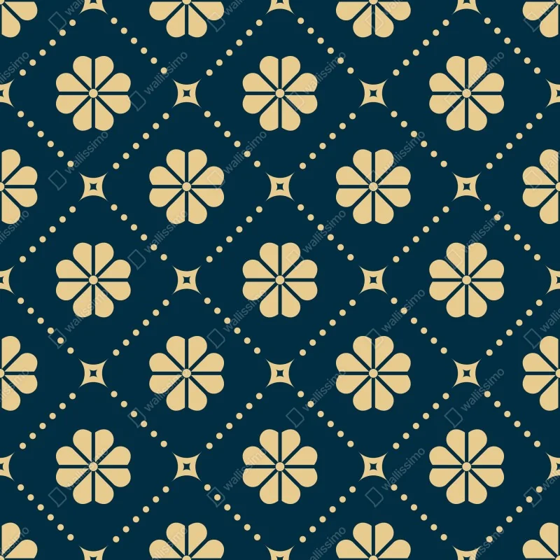 Fototapeta turkusowo beżowy kwiatowy geometryczny wzór – Wallissimo® Fototapeta turkusowo beżowy kwiatowy geometryczny wzór – Wallissimo®