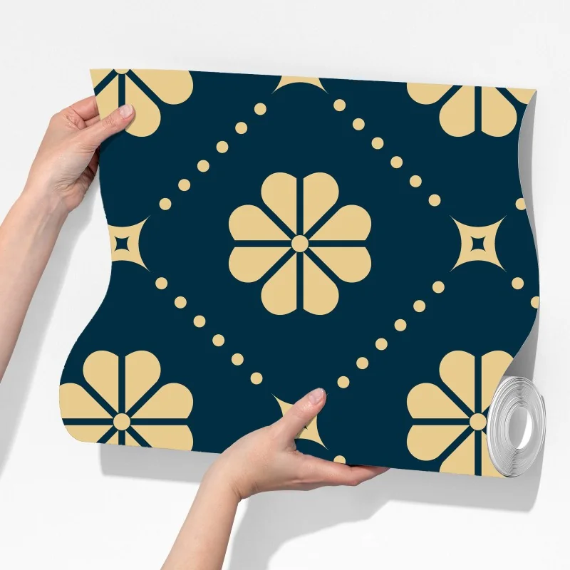 Fototapeta turkusowo beżowy kwiatowy geometryczny wzór – Wallissimo® Fototapeta turkusowo beżowy kwiatowy geometryczny wzór – Wallissimo®