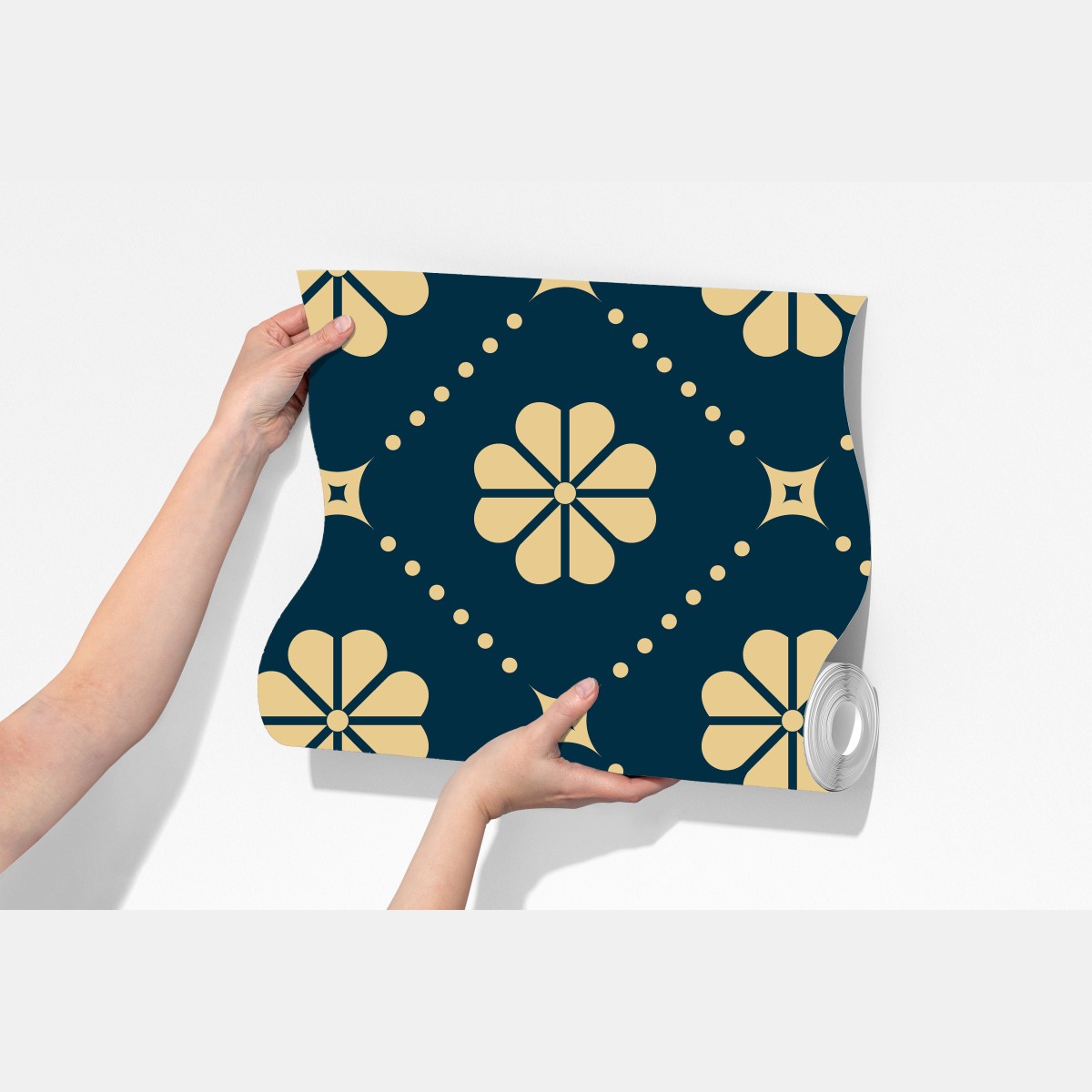 Fototapeta turkusowo beżowy kwiatowy geometryczny wzór – Wallissimo® Fototapeta turkusowo beżowy kwiatowy geometryczny wzór – Wallissimo®