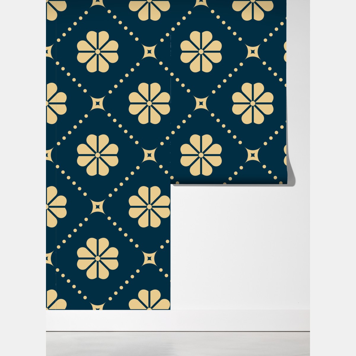 Fototapeta turkusowo beżowy kwiatowy geometryczny wzór – Wallissimo® Fototapeta turkusowo beżowy kwiatowy geometryczny wzór – Wallissimo®