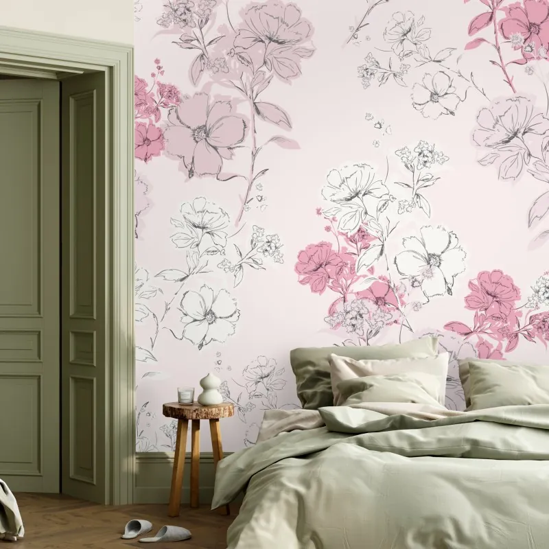 Fototapeta delikatny różowy wzór kwiatowy