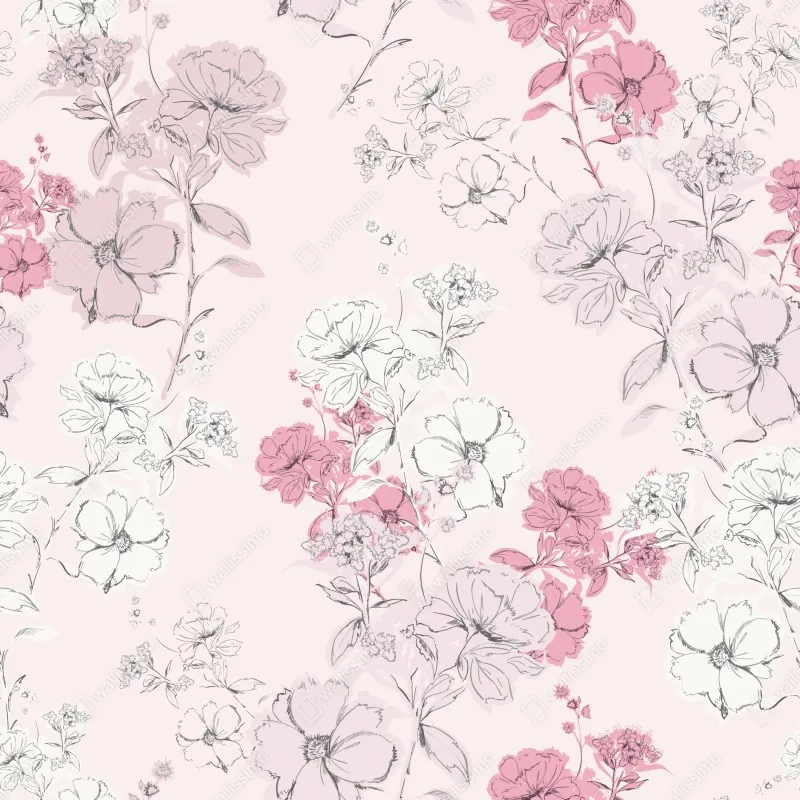 Fototapeta delikatny różowy wzór kwiatowy – Wallissimo® Fototapeta delikatny różowy wzór kwiatowy – Wallissimo®