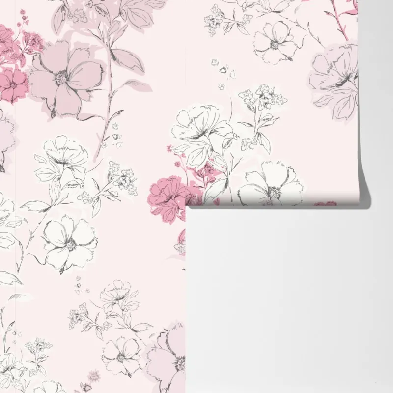 Fototapeta delikatny różowy wzór kwiatowy – Wallissimo® Fototapeta delikatny różowy wzór kwiatowy – Wallissimo®