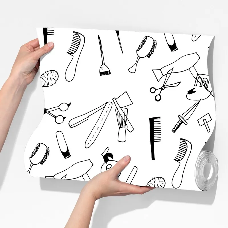 Fototapeta ręcznie rysowany wzór narzędzi fryzjerskich – Wallissimo® Fototapeta ręcznie rysowany wzór narzędzi fryzjerskich – Wallissimo®