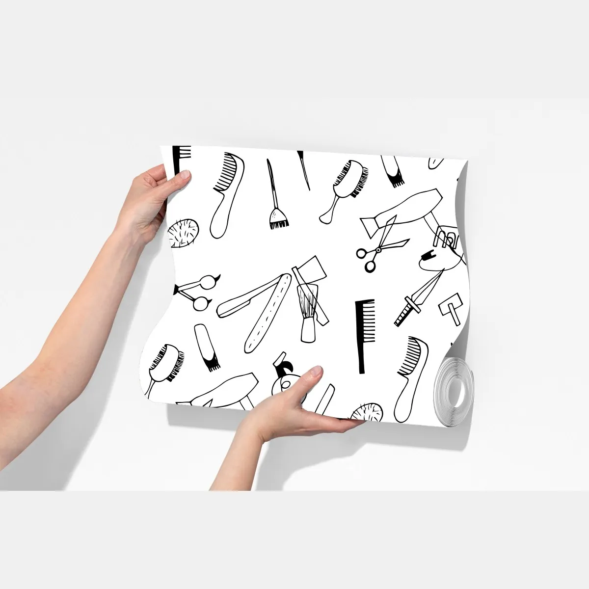 Fototapeta ręcznie rysowany wzór narzędzi fryzjerskich – Wallissimo® Fototapeta ręcznie rysowany wzór narzędzi fryzjerskich – Wallissimo®