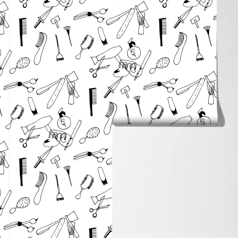 Fototapeta ręcznie rysowany wzór narzędzi fryzjerskich – Wallissimo® Fototapeta ręcznie rysowany wzór narzędzi fryzjerskich – Wallissimo®