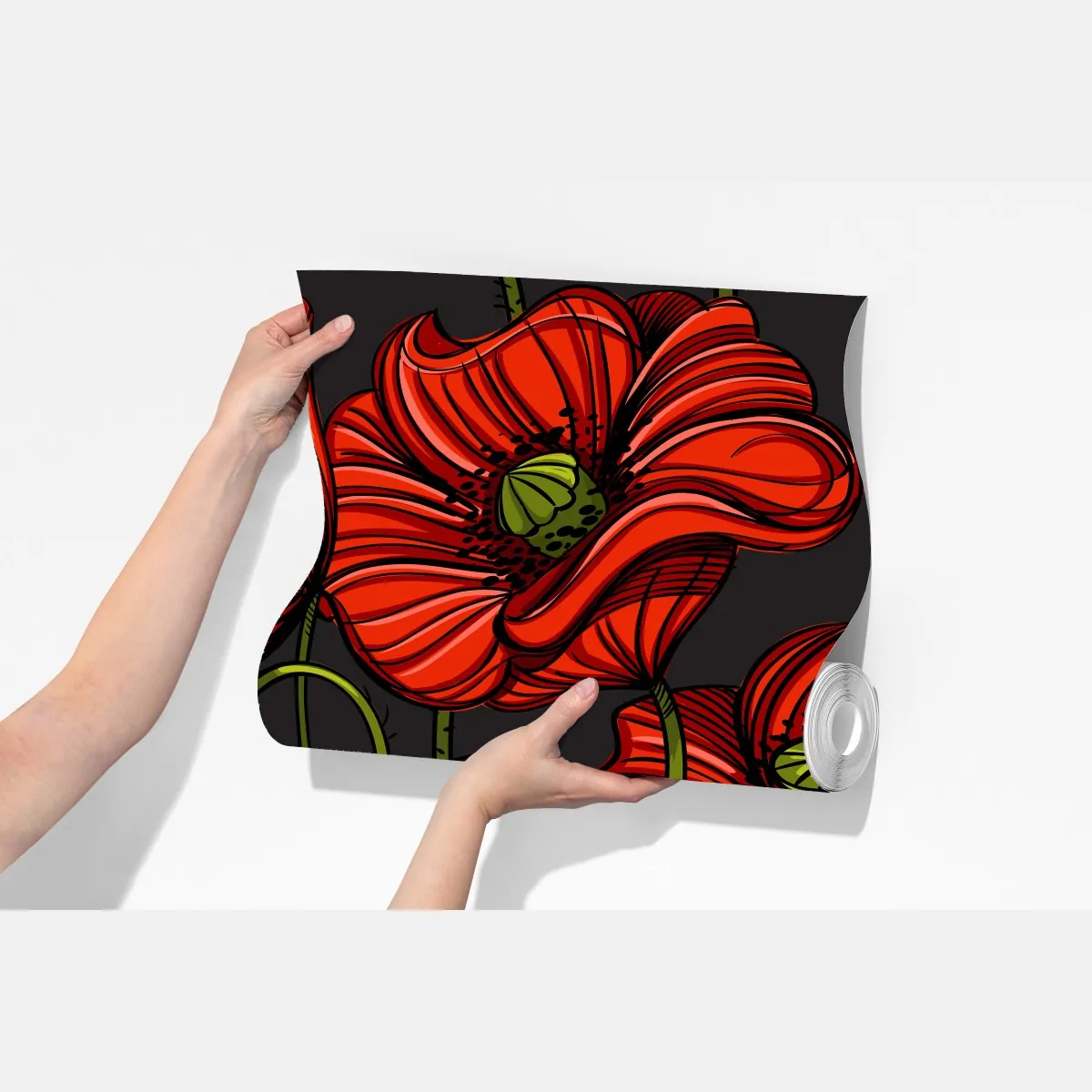 Fototapeta intensywna czerwona ilustracja maków – Wallissimo® Fototapeta intensywna czerwona ilustracja maków – Wallissimo®