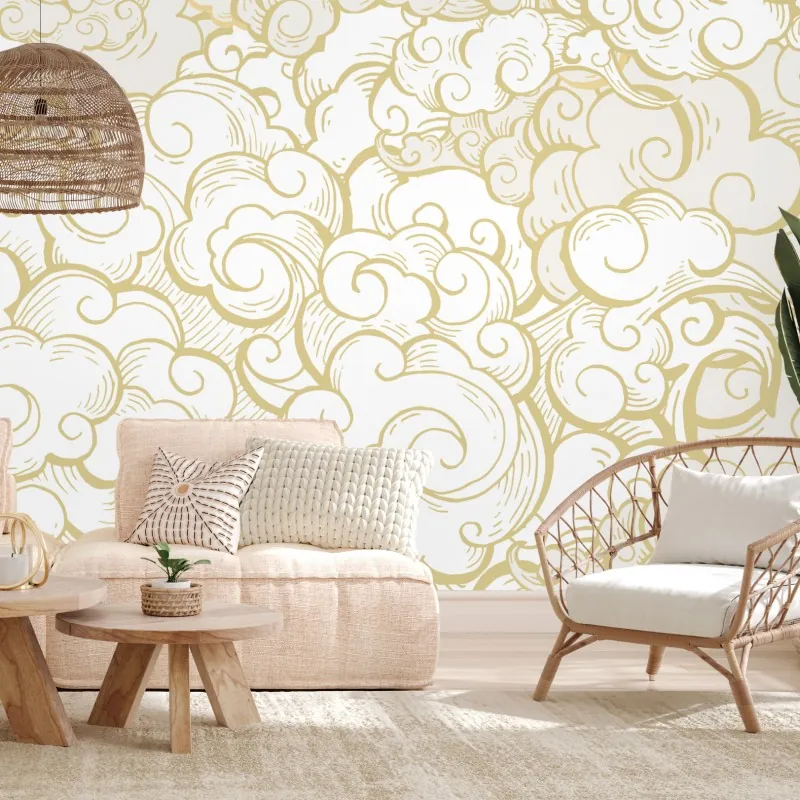 Fototapeta ornamentalny złoty wzór chmur