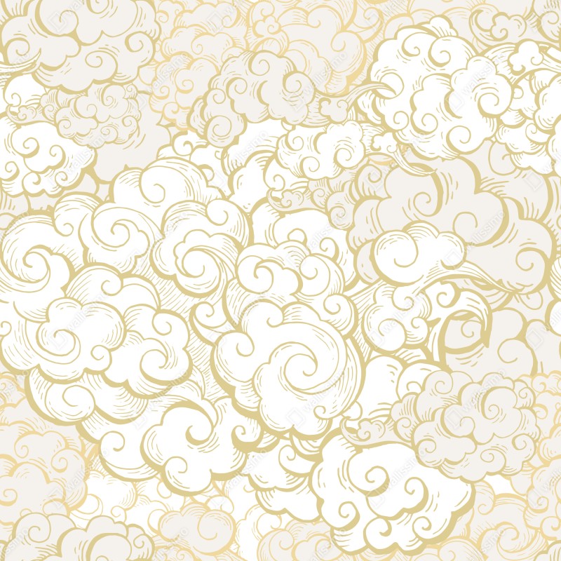 Fototapeta ornamentalny złoty wzór chmur – Wallissimo® Fototapeta ornamentalny złoty wzór chmur – Wallissimo®