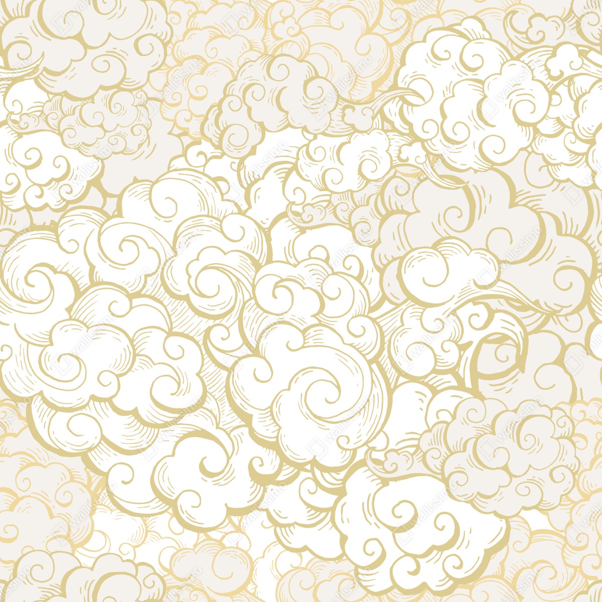 Fototapeta ornamentalny złoty wzór chmur – Wallissimo® Fototapeta ornamentalny złoty wzór chmur – Wallissimo®