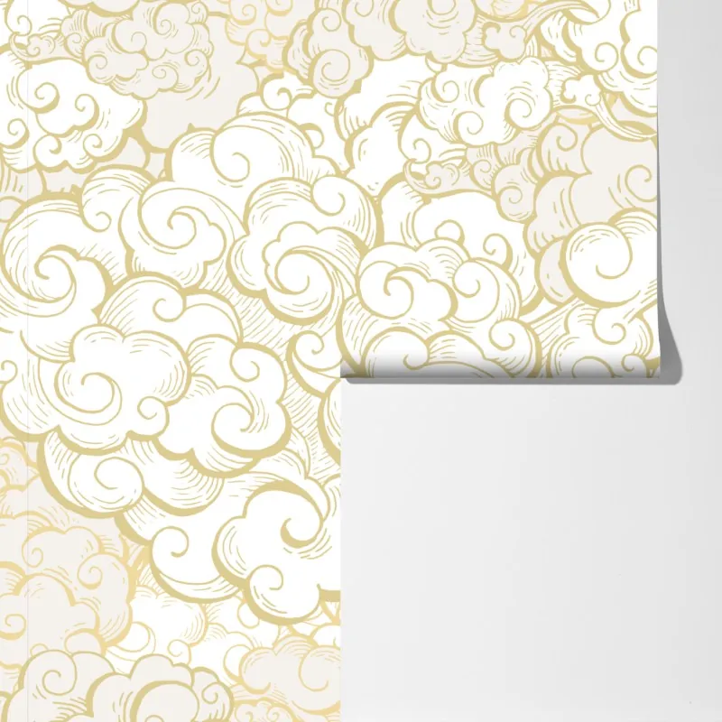 Fototapeta ornamentalny złoty wzór chmur – Wallissimo® Fototapeta ornamentalny złoty wzór chmur – Wallissimo®