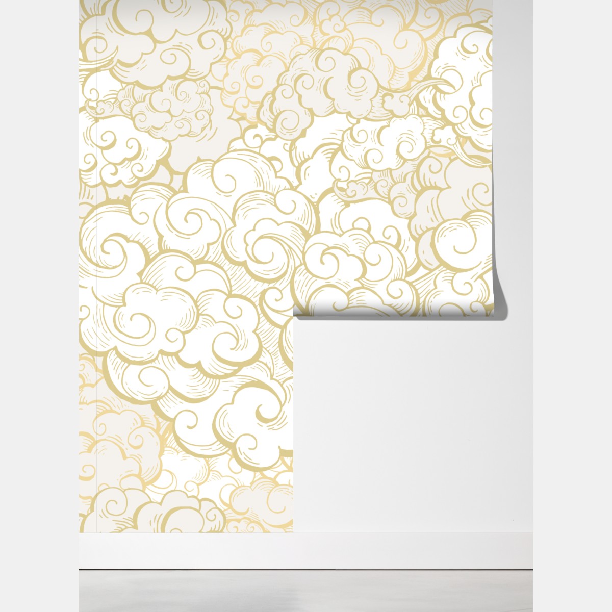 Fototapeta ornamentalny złoty wzór chmur – Wallissimo® Fototapeta ornamentalny złoty wzór chmur – Wallissimo®