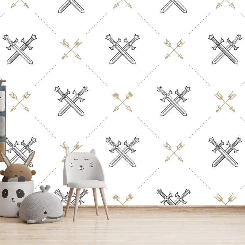 Fototapeta wzór z połączonymi mieczami i strzałami