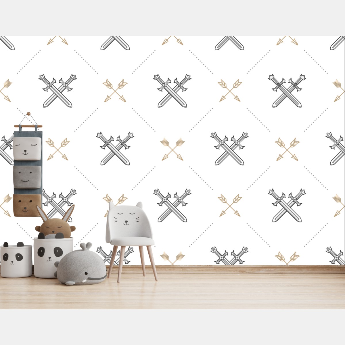 Wall mural crossed swords and arrows pattern