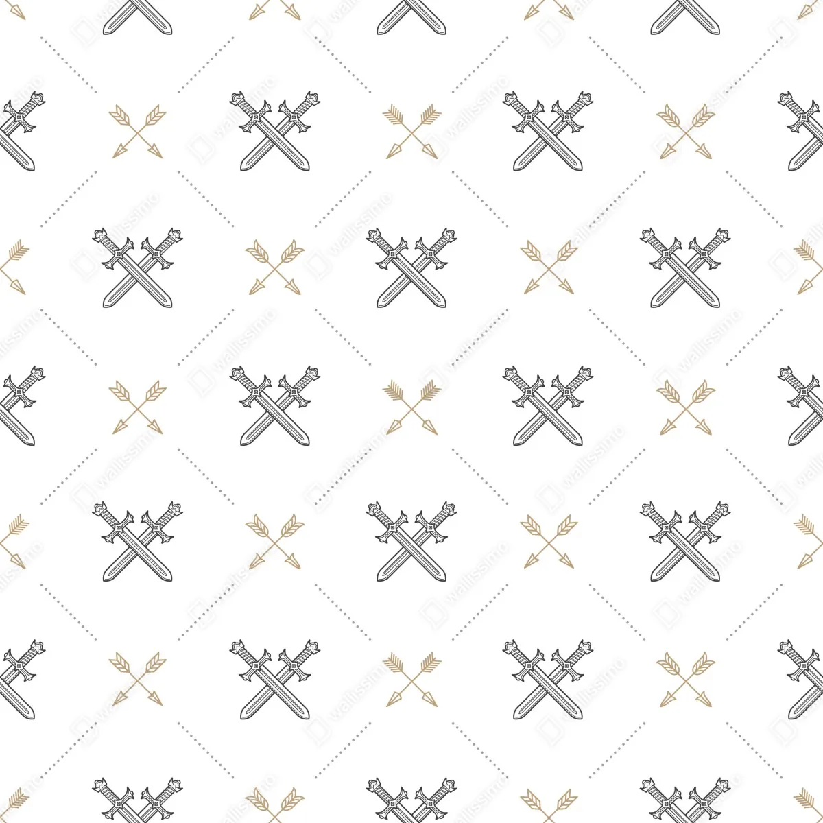 Fototapeta wzór z połączonymi mieczami i strzałami – Wallissimo® Fototapeta wzór z połączonymi mieczami i strzałami – Wallissimo®