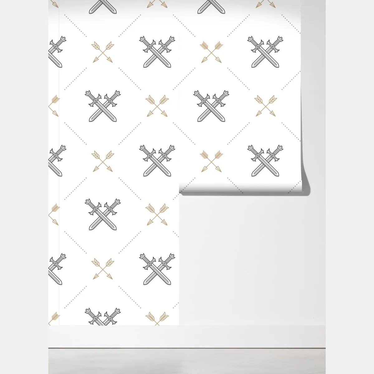 Fototapeta wzór z połączonymi mieczami i strzałami – Wallissimo® Fototapeta wzór z połączonymi mieczami i strzałami – Wallissimo®