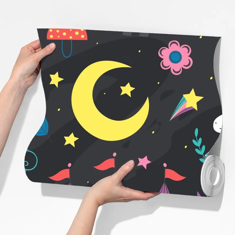 Fototapeta magiczny wzór z jednorożcami i wróżką – Wallissimo® Fototapeta magiczny wzór z jednorożcami i wróżką – Wallissimo®