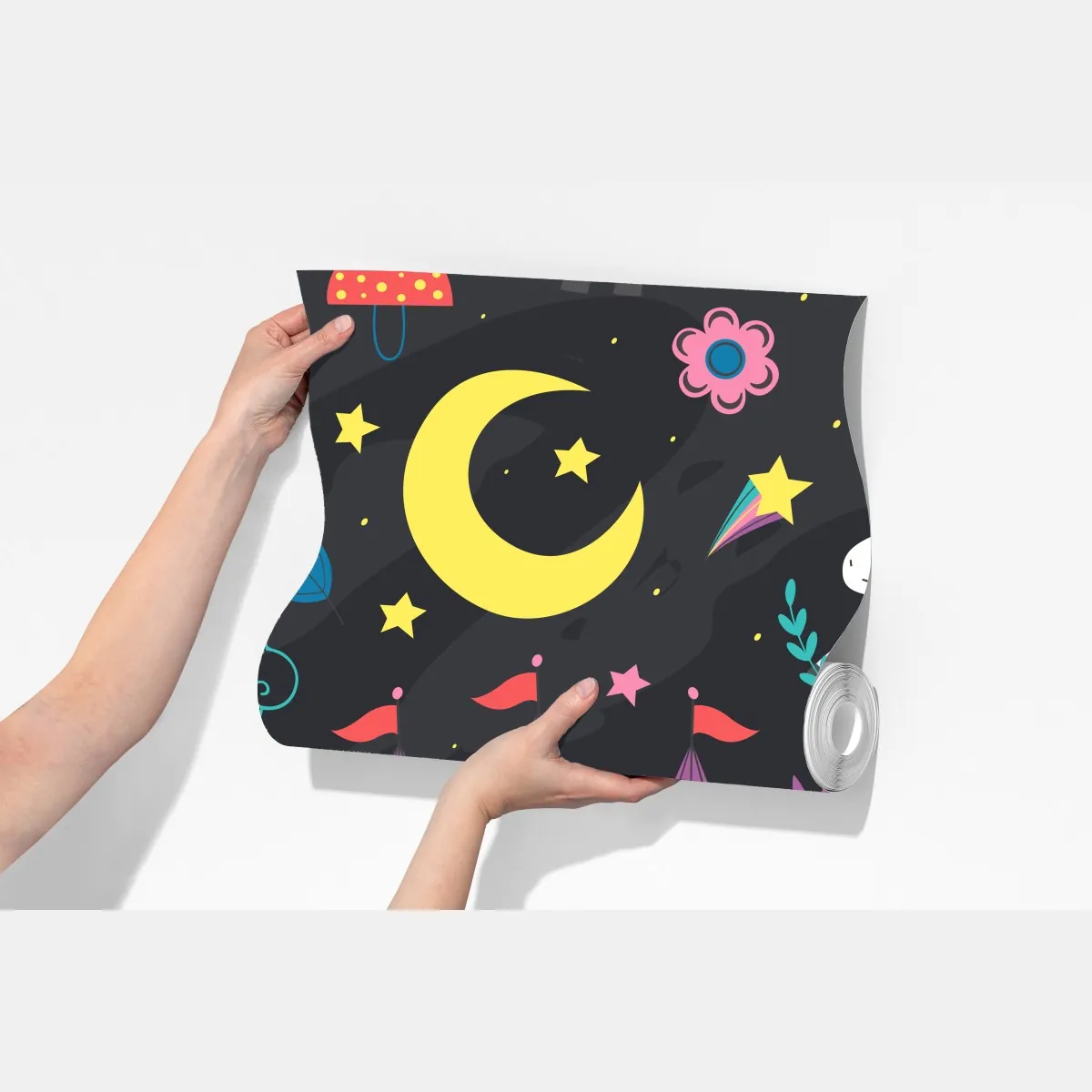 Fototapeta magiczny wzór z jednorożcami i wróżką – Wallissimo® Fototapeta magiczny wzór z jednorożcami i wróżką – Wallissimo®