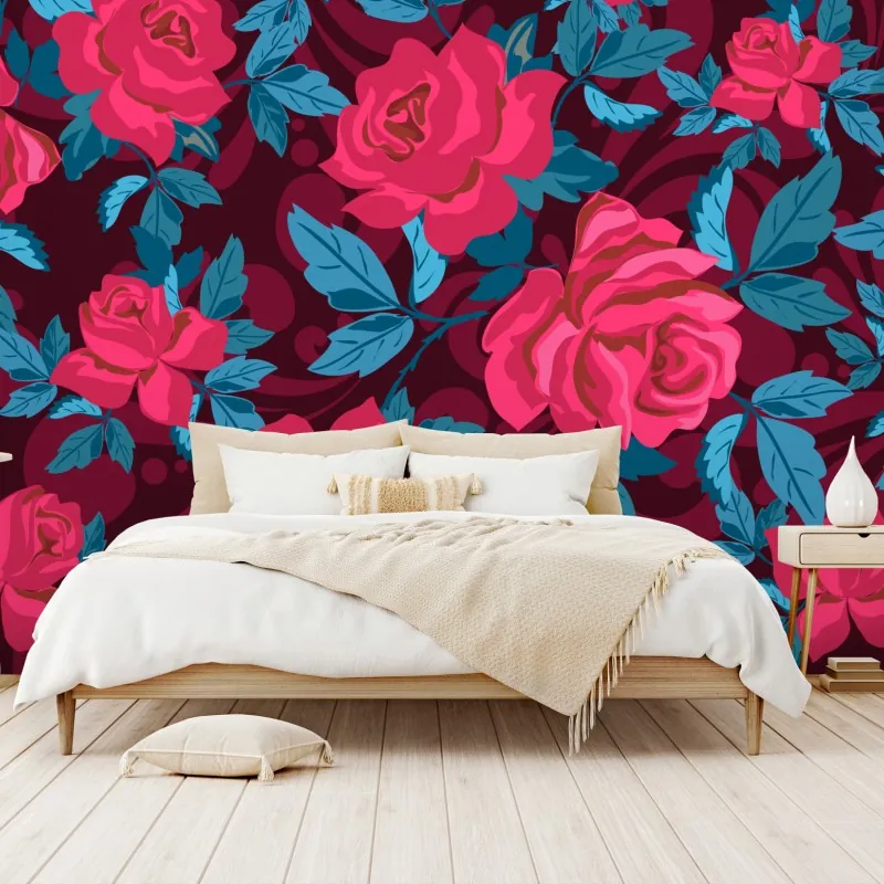 Fototapeta vintage wzór różany w odcieniach różu