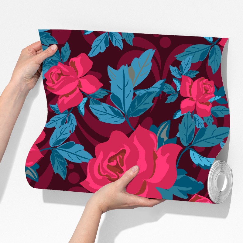 Fototapeta vintage wzór różany w odcieniach różu – Wallissimo® Fototapeta vintage wzór różany w odcieniach różu – Wallissimo®