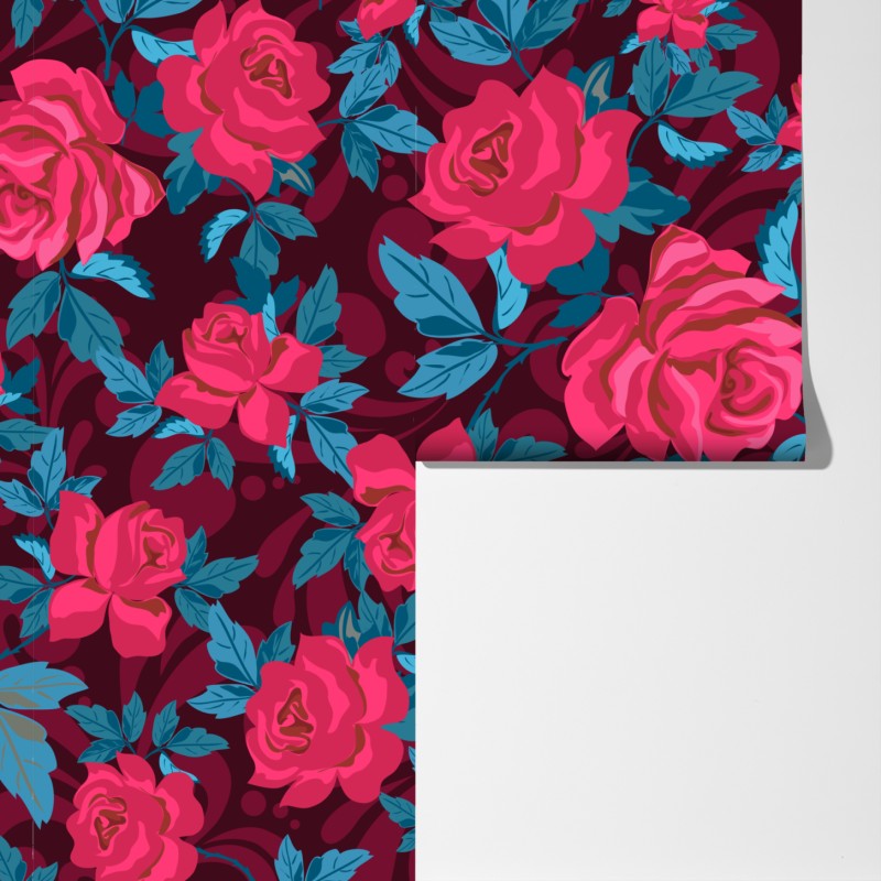 Fototapeta vintage wzór różany w odcieniach różu – Wallissimo® Fototapeta vintage wzór różany w odcieniach różu – Wallissimo®