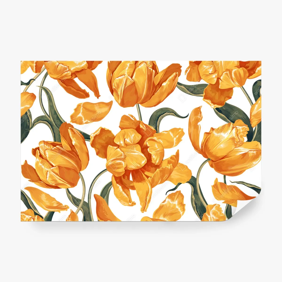 Fototapeta wzór z żywymi pomarańczowymi tulipanami – Wallissimo® Fototapeta wzór z żywymi pomarańczowymi tulipanami – Wallissimo®