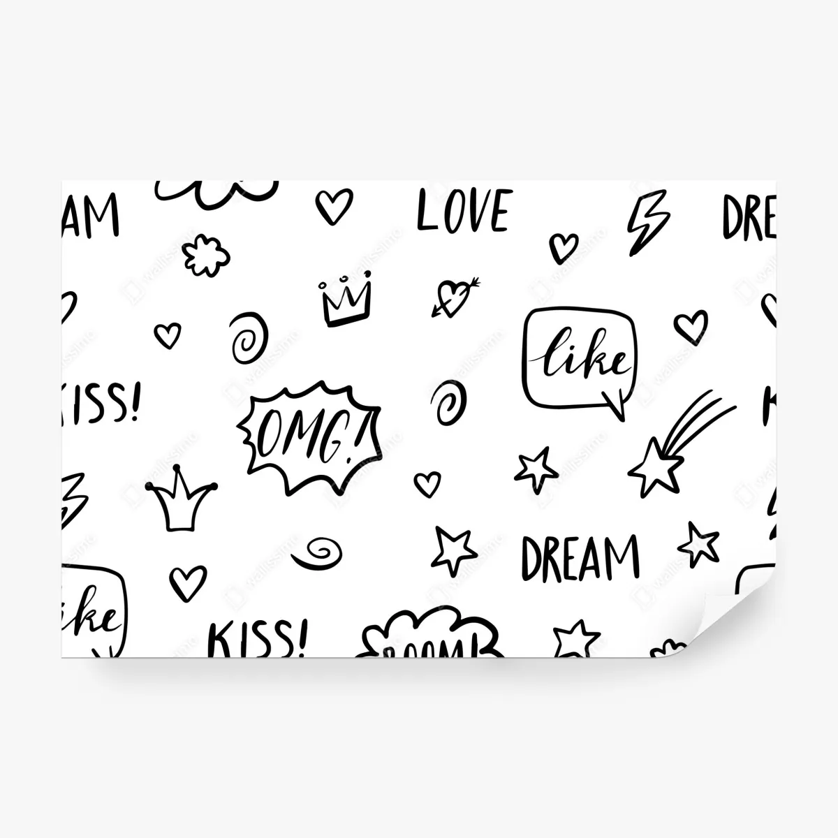 Fototapeta zabawny wzór doodli z sercami i gwiazdkami – Wallissimo® Fototapeta zabawny wzór doodli z sercami i gwiazdkami – Wallissimo®