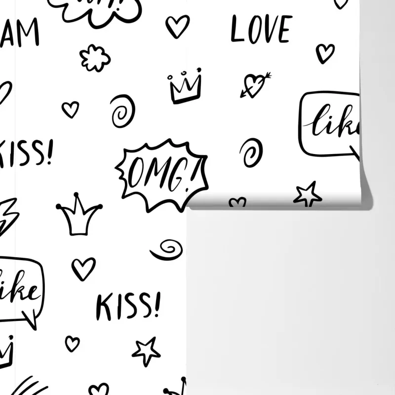 Fototapeta zabawny wzór doodli z sercami i gwiazdkami – Wallissimo® Fototapeta zabawny wzór doodli z sercami i gwiazdkami – Wallissimo®