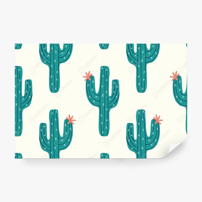Fototapeta zabawny turkusowy wzór kaktusa