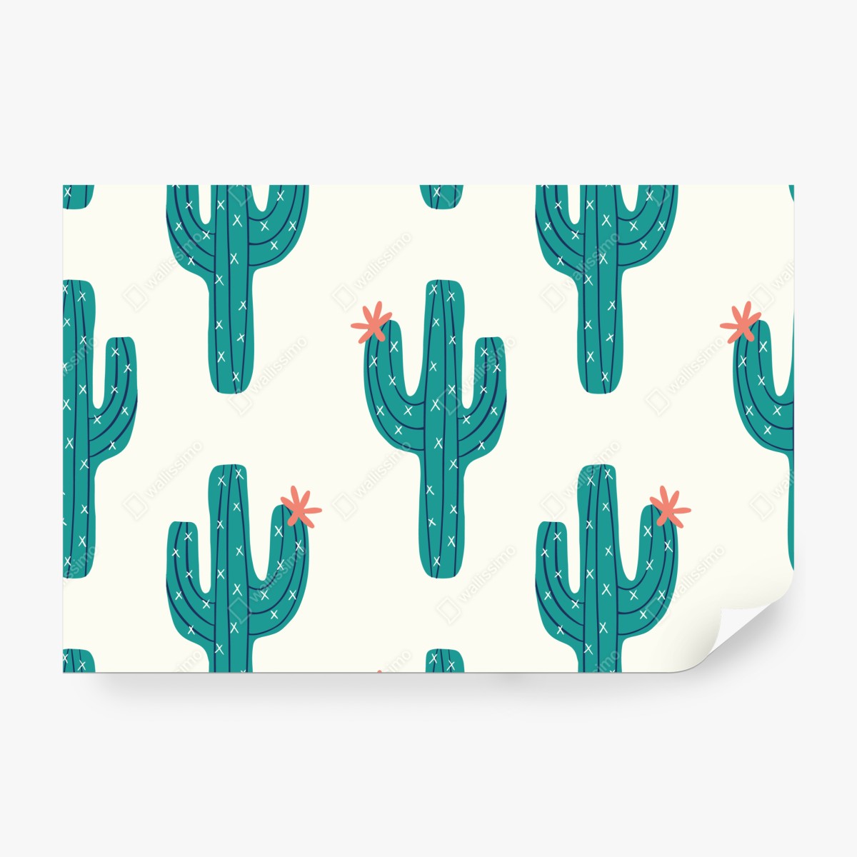 Fototapeta zabawny turkusowy wzór kaktusa – Wallissimo® Fototapeta zabawny turkusowy wzór kaktusa – Wallissimo®