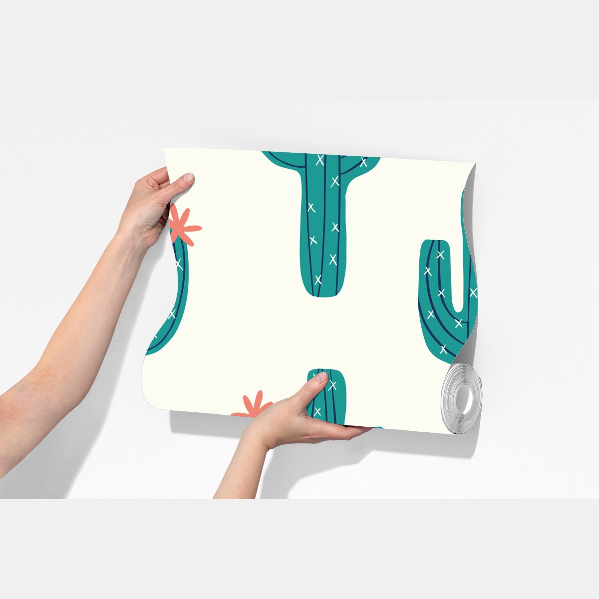 Fototapeta zabawny turkusowy wzór kaktusa – Wallissimo® Fototapeta zabawny turkusowy wzór kaktusa – Wallissimo®