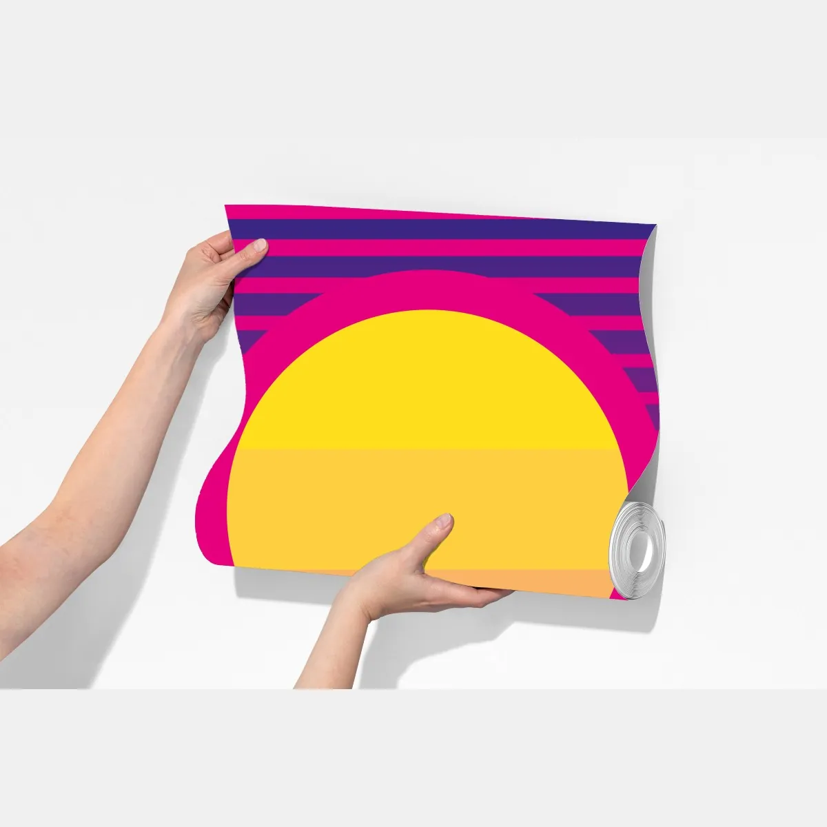 Fototapeta neonowy zachód słońca nad miastem – Wallissimo® Fototapeta neonowy zachód słońca nad miastem – Wallissimo®