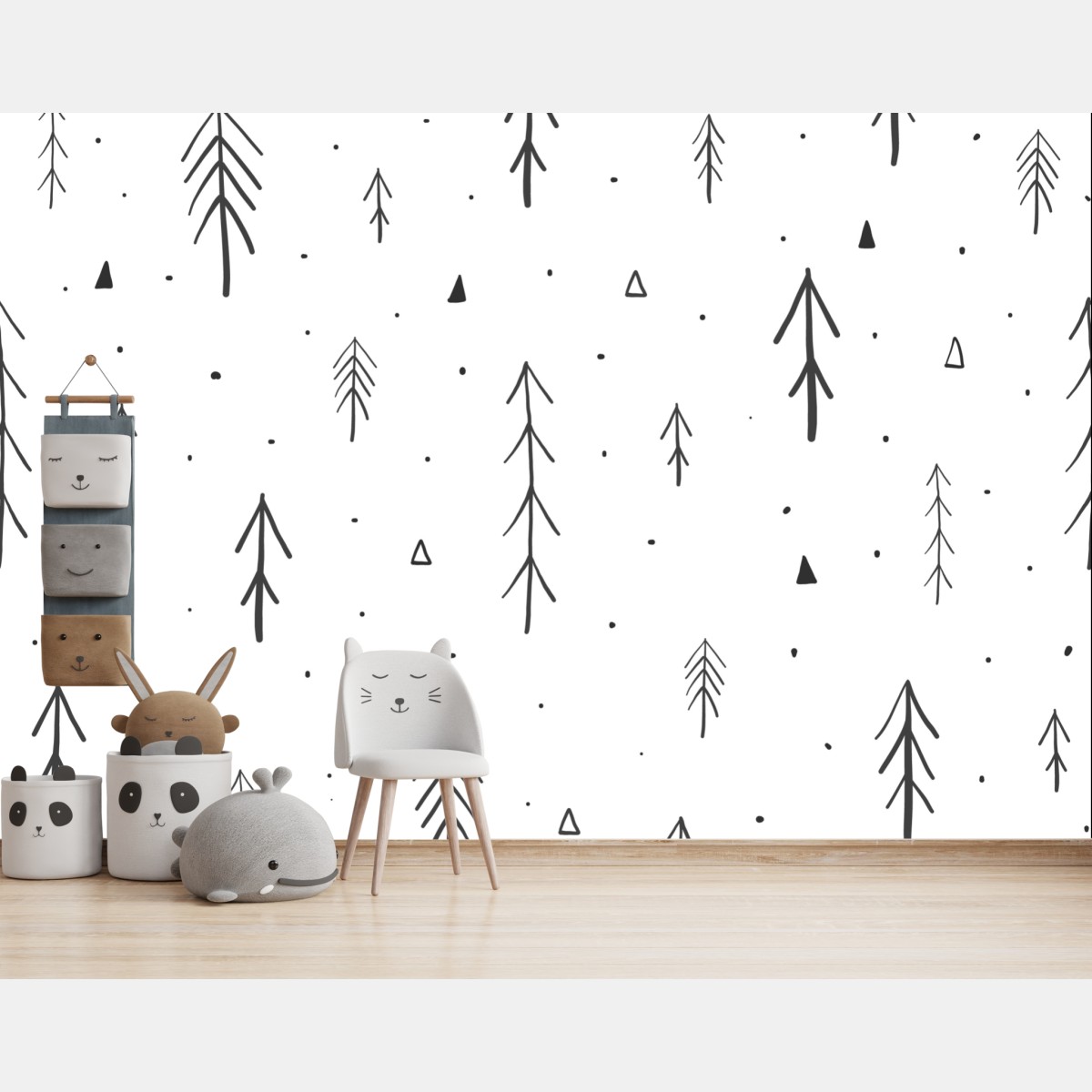 Wall mural minimalist hand-drawn tree pattern