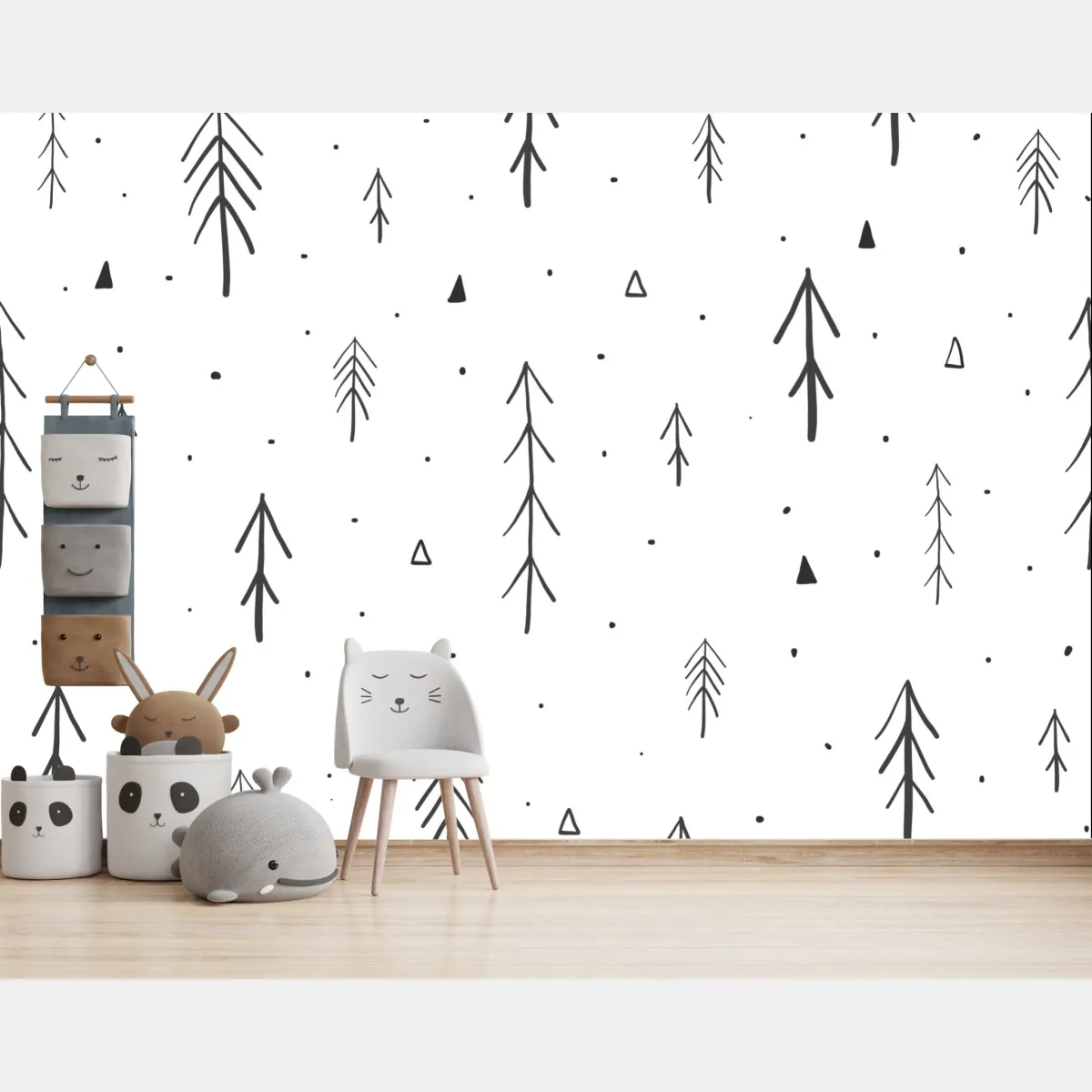 Fototapeta minimalistyczny wzór z ręcznie rysowanymi drzewami – Wallissimo® Fototapeta minimalistyczny wzór z ręcznie rysowanymi drzewami – Wallissimo®