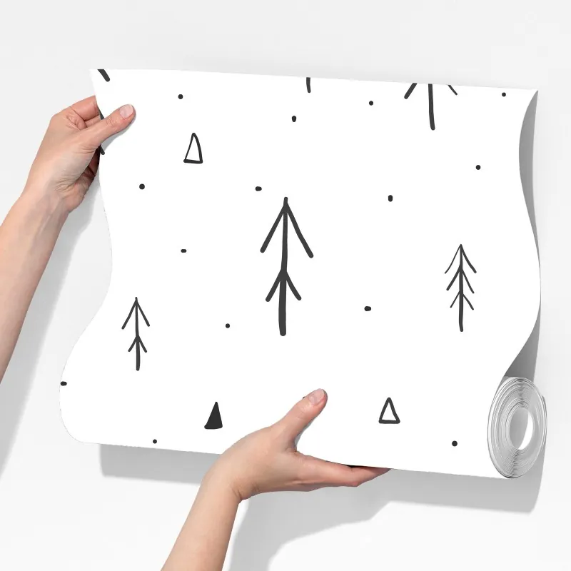 Fototapeta minimalistyczny wzór z ręcznie rysowanymi drzewami – Wallissimo® Fototapeta minimalistyczny wzór z ręcznie rysowanymi drzewami – Wallissimo®