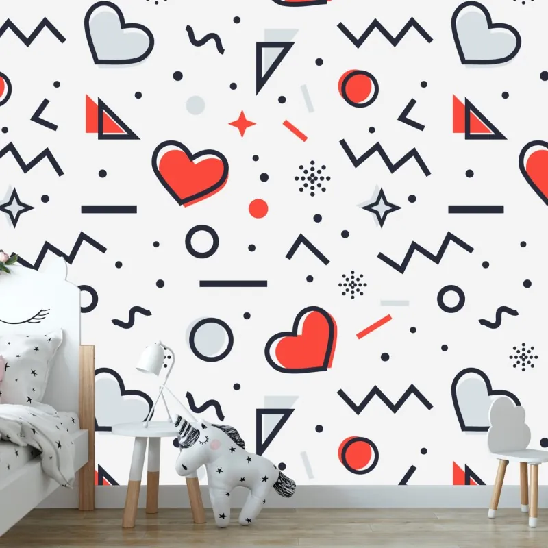 Fototapeta zabawny wzór serc na białym tle