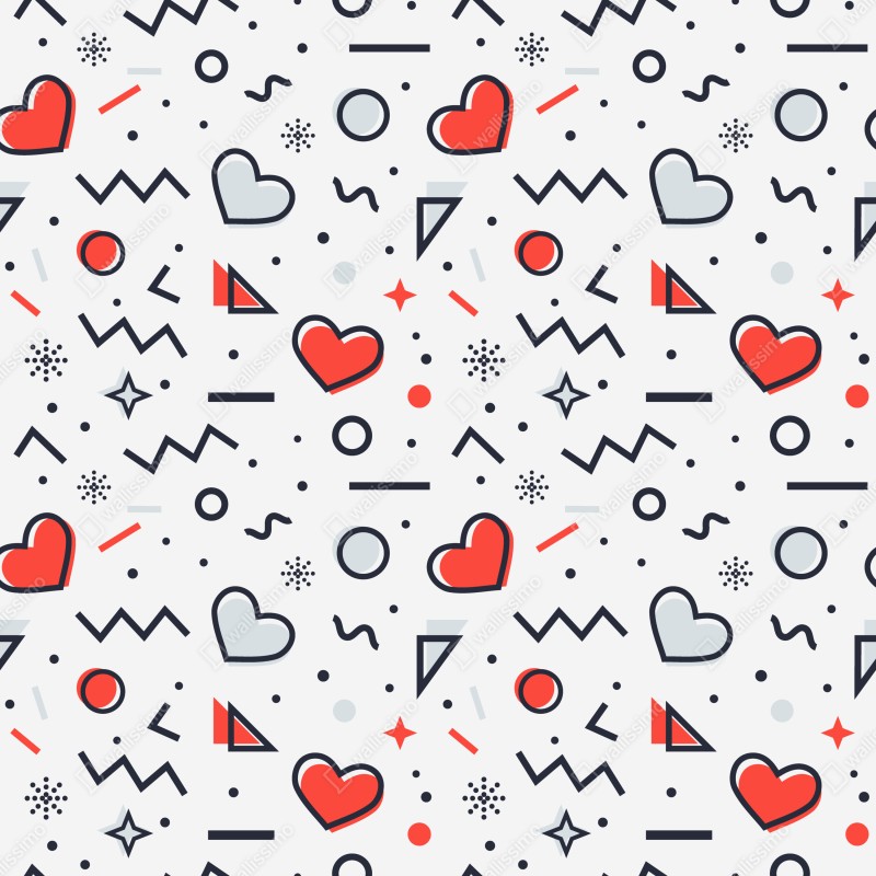 Fototapeta zabawny wzór serc na białym tle – Wallissimo® Fototapeta zabawny wzór serc na białym tle – Wallissimo®
