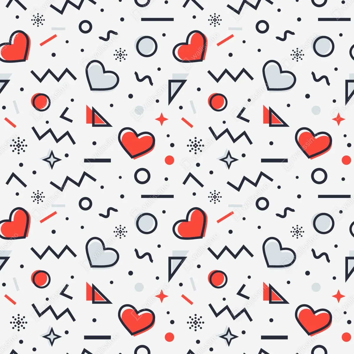 Fototapeta zabawny wzór serc na białym tle – Wallissimo® Fototapeta zabawny wzór serc na białym tle – Wallissimo®