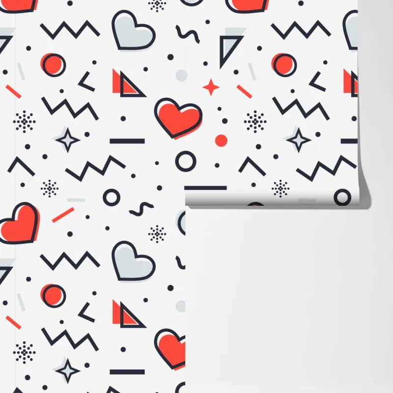 Fototapeta zabawny wzór serc na białym tle – Wallissimo® Fototapeta zabawny wzór serc na białym tle – Wallissimo®