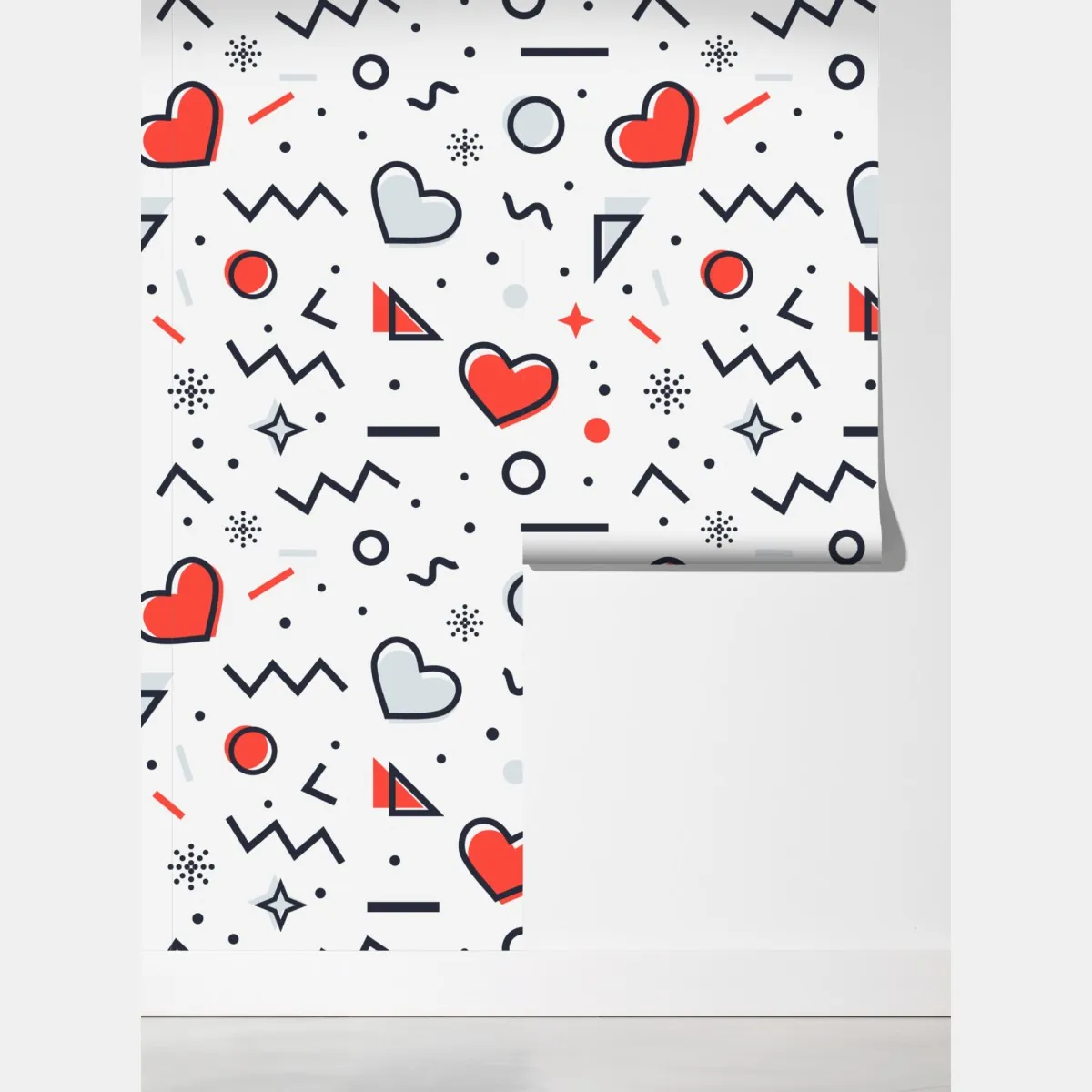Fototapeta zabawny wzór serc na białym tle – Wallissimo® Fototapeta zabawny wzór serc na białym tle – Wallissimo®